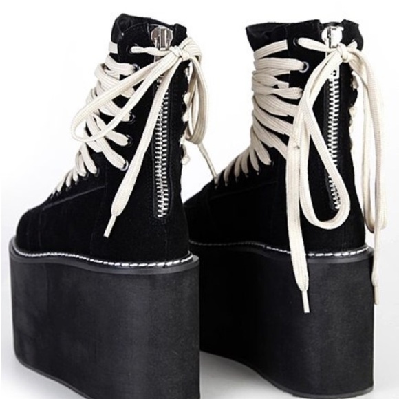 LIKE NEW UNIF Vintage Punk Grunge Black Platform ‘Nobody’ Lace-Up Shoes Rare 8 - Picture 2 of 9